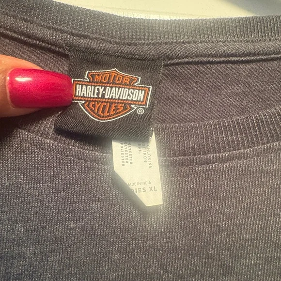 Harley-Davidson Women's Roses & Bling Long Sleeve Shirt, Vintage Black /Gray - Picture 5 of 5